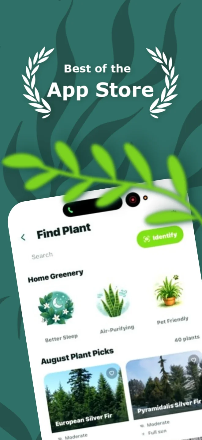 Sproutie App Store image showing the Find Plant screen and plant suggestions